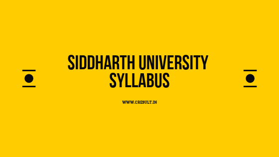 Siddharth University Syllabus